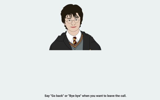 Voice call screen for conversing with a story character